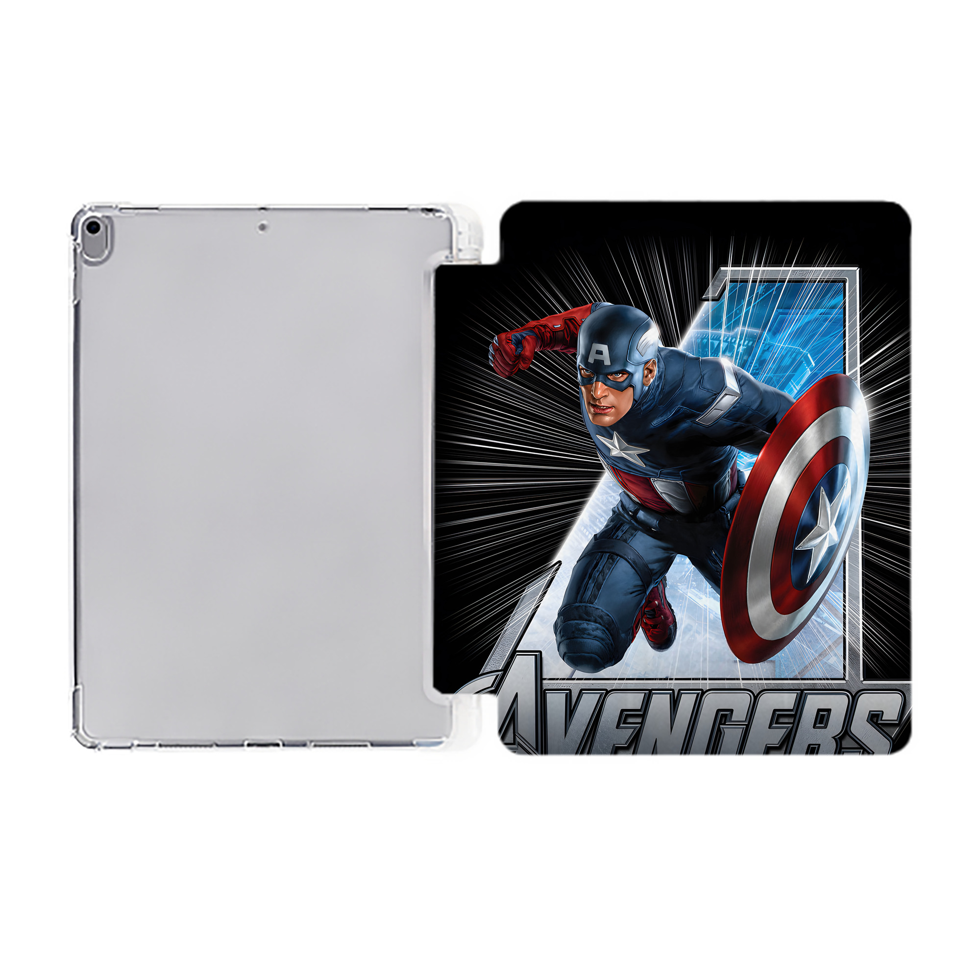 （画像用） アベンジャーズ The Avengers IPad ケース ペン収納付き 三つ折りスタンド PUレザー×シリコン 対応機種9.5/10.5/10.9インチ